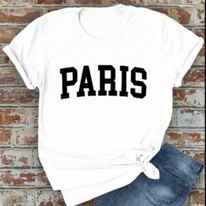 PARIS Graphic Printed Tee – Round Neck, Short Sleeve